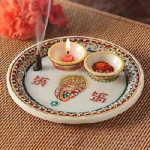 Ganesha Marble Pooja Thali Plate