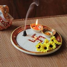 Marble Pooja Thali Plate Handicraft