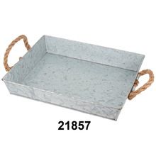 Galvanized Metal Tray With Rope Handle