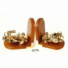 Wooden Brass Nautical Sextant Bookend