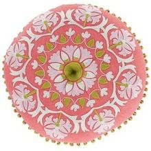 Handmade Aari Wool Embroidered Round cushion Cover