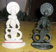 Black & White Italian Marble Krishna Statue On Snake