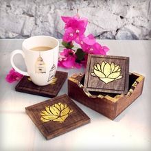 Wooden Tea Drink Coasters Holder