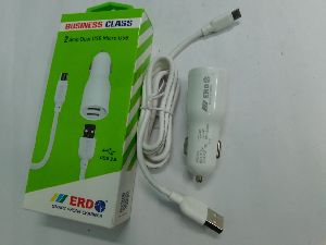 ERD Business Class CC-60 Dual 2A White USB Car Charger with Data Cable