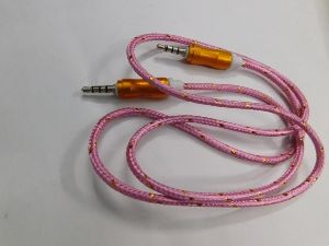 Imported High Quality Pink Cotton 3 Pin Aux Cable