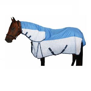 1200 Denier Oxford Light Blue Checks Upper Full Blue Hybrid Combo Turnout Rug