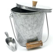 Galvanized Metal Ice Bucket with Ice Shovel with Wood Handle