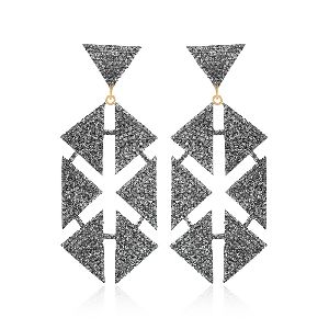 Diamonds Handmade Hexagon Dangle Earrings