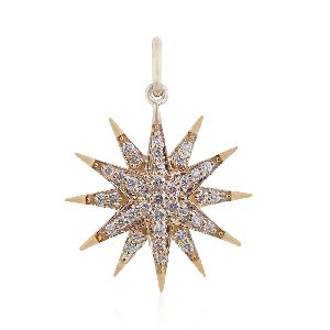 Gold Pave Diamond Star Pendant