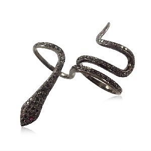 Pave Black Diamond Snake Pendant