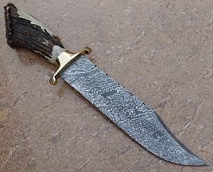 Bowie Stag-2 Custom Made Damascus Steel Hunting Bowie Knife
