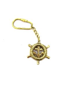 Nautical Brass Captains Ship Wheel Keychain