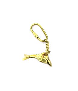 Solid Brass Dolphin Fish Keychain