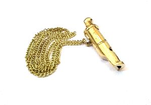 Vintage Style Nautical Brass Whistle Necklace Keychain