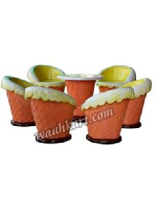 Ice Cream Shaped 1 Table and 6 Chairs Set