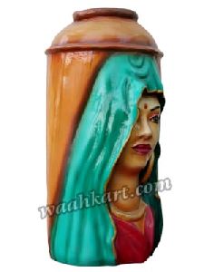 Lady Face Wooden Coloured Vase