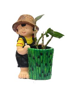 Little Fiber Girl Holding Planter