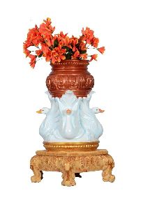 Three Color Swan Embossed Vase