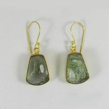 Aqua crackle glass gemstone earring