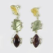 Cacoxenite AND green amethyst Earring