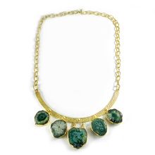 Green solar quartz druzy necklace