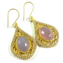Pink chalcedony gemstone Earring