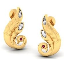 Bird shape yellow gold earring for girls and teens