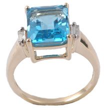blue topaz zircon gemstone ring