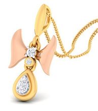 Butterfly shaped gold pendants necklace