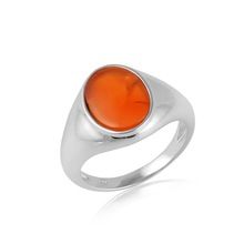 Carnelian stud 925 sterling silver ring