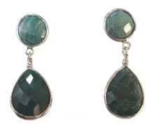 Corundum green gemstone earring