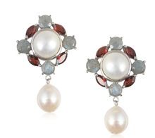 garnet studded sterling silver earrings