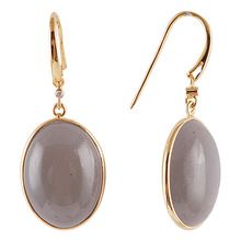 Gold plated earrings in grey moonstone
