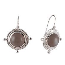 Grey moonstone studded sterling silver earrings