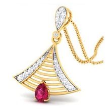 Natural ruby gemstone diamond pendant necklace