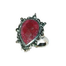 red corundum gemstone 925 sterling silver antique ring
