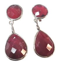 red corundum gemstone earring new design silver earrings