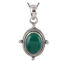silver jewelry green onyx pendant