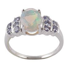 silver tanzanite stud opal ring