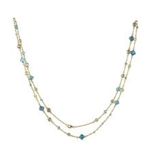 sterling silver necklace jewelry with blue topaz and lemon quartz gemstone