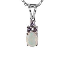 sterling silver tanzanite and opal pendant
