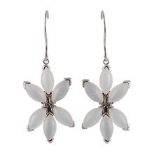White moonstone flower earrings