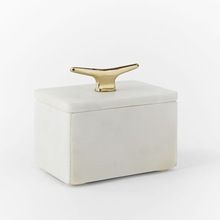 Marble storage box with brass handle