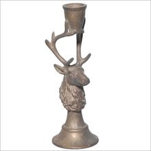 Rustic Finish Deer Candle Holder -white antique finish
