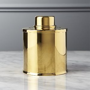 Mirror Polished Brass Metal Tea Caddy
