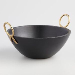 Serving bowl With Elegant Gold Plated Handles