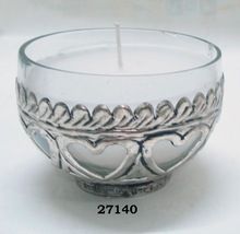 Bowl Shape Silver Glass and Brass Votive