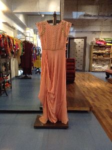 Peach Draped Gown