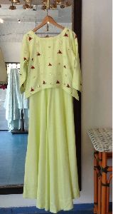 Pista Green Layered Gown