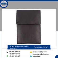 Unisex Flapover Leather Credit Card Holder